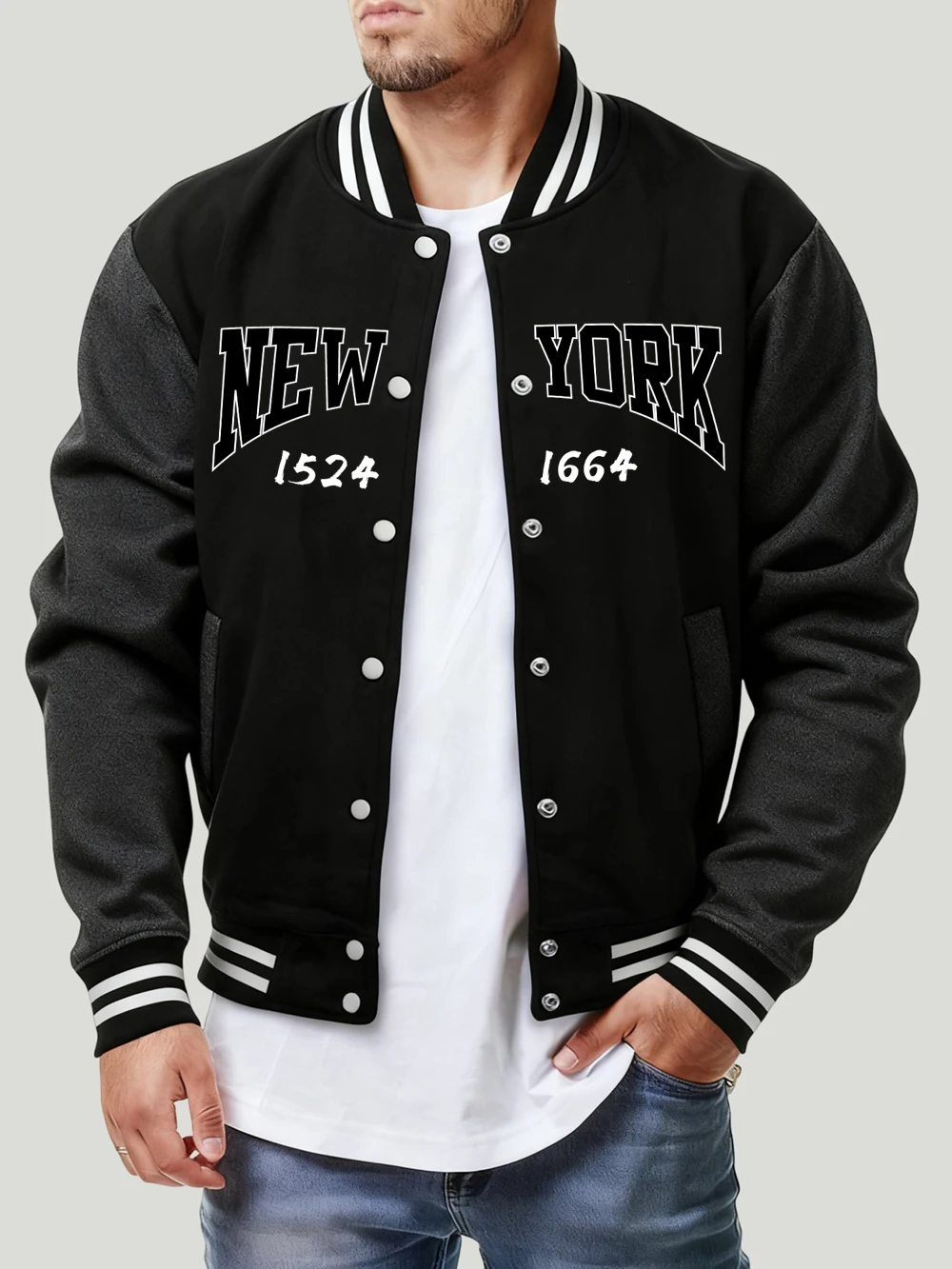 

New York 1524 Prints Jackets Mens Autumn Basics Pocket Baseball Jersey Fleece Warm Loose Coats Casual Comfortable Men'S Clothes