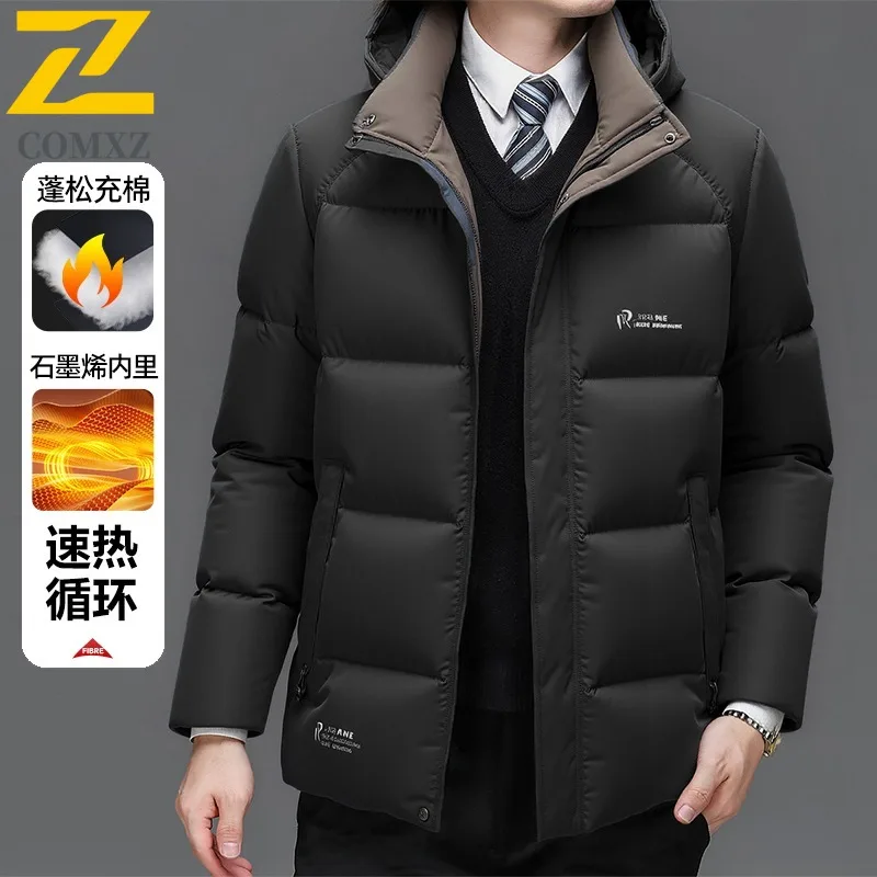 COMXZ Men Bread Jacket Fashion Snow Activities Urban Wear Techwear Comfortable Winter Jacket Outdoor Trips Loose Padding Coat