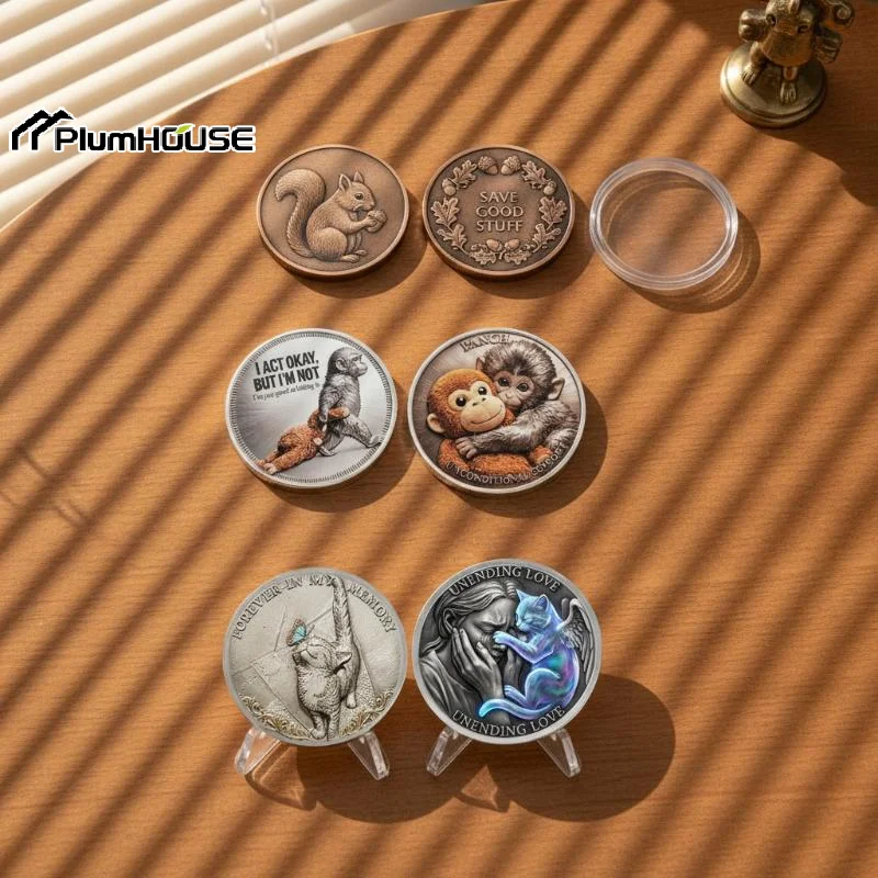 2D Colored Metal Copper Coin Cute Animals Encouragement Challenge Coins  Party Souvenir Gifts