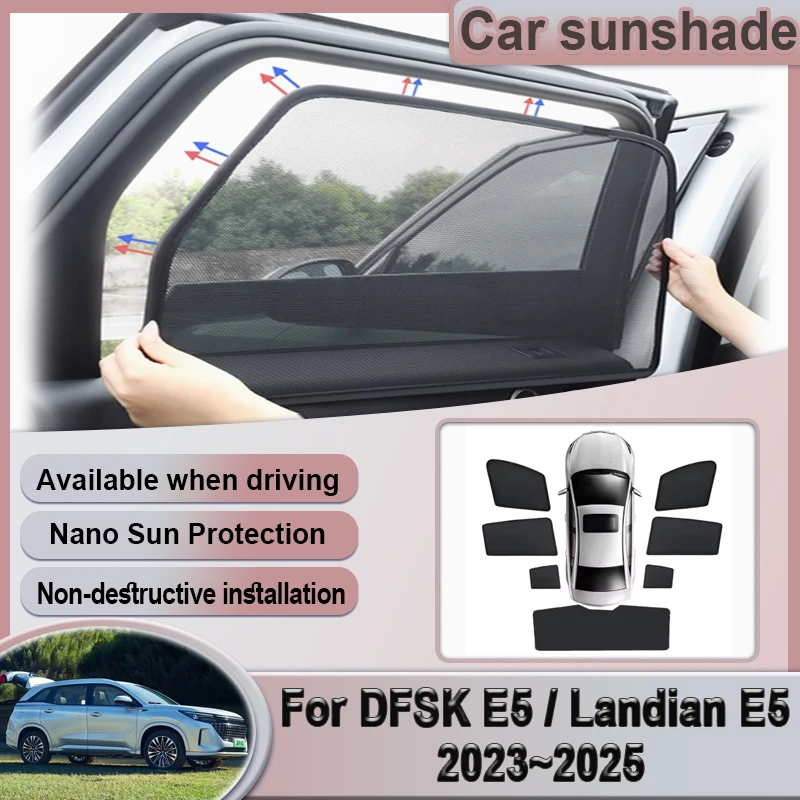 

Автомобильный сетчатый солнцезащитный козырек для DFSK E5, аксессуары Landian E5 NEV 2023 2024 2025, магнитный солнцезащитный козырек на окно, козырек, шторы, автомобильные аксессуары