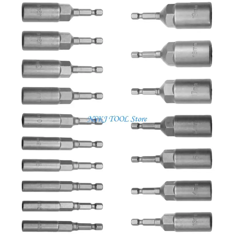 L8RC 15pcs Driver Deep Socket Set Professional Steel Socket Resistenza all'usura migliorata per l'uso prolungato nei seminari