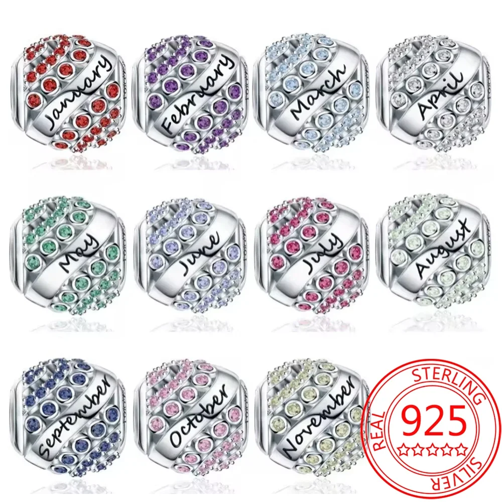 925 Sterling Silver December Birthstone Charm Beads Fit Charm Original Bracelet for Women DIY Beads for Jewelry Making