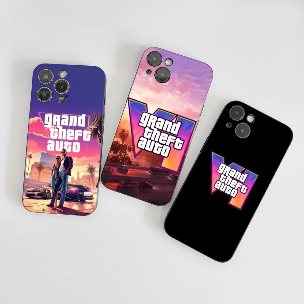 G-GTA 6 G-Grand Theft A- Auto VI Phone Case Silicone Soft For IPhone 16 15 14 13 12 11 Plus Pro Max Plus