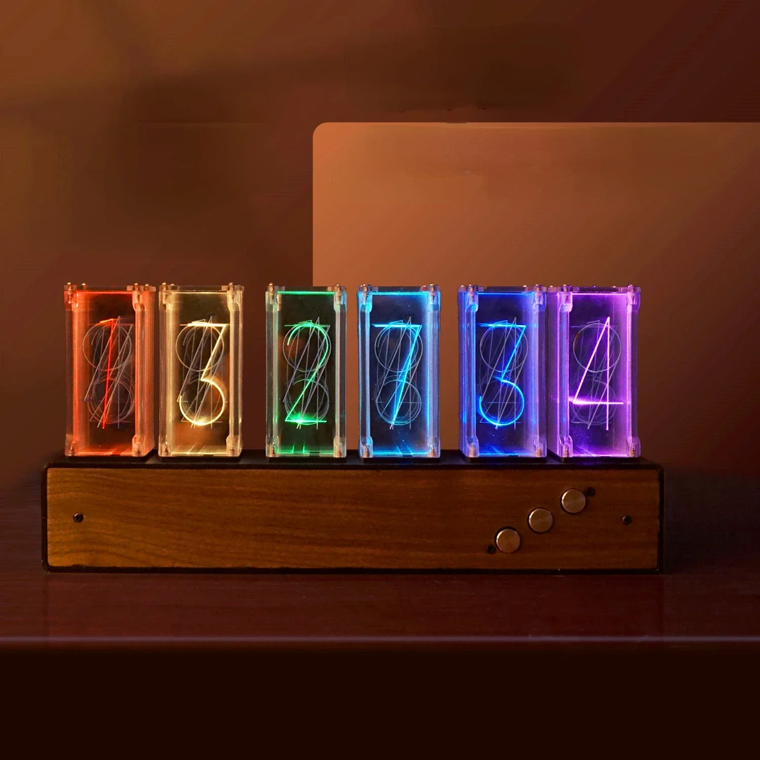 RGB Nixie Tube Clock LED Glows Time Tube DIY Analog Digital Tube Night Lights Gaming Desktop Home Decoration Gift Desk Gadgets