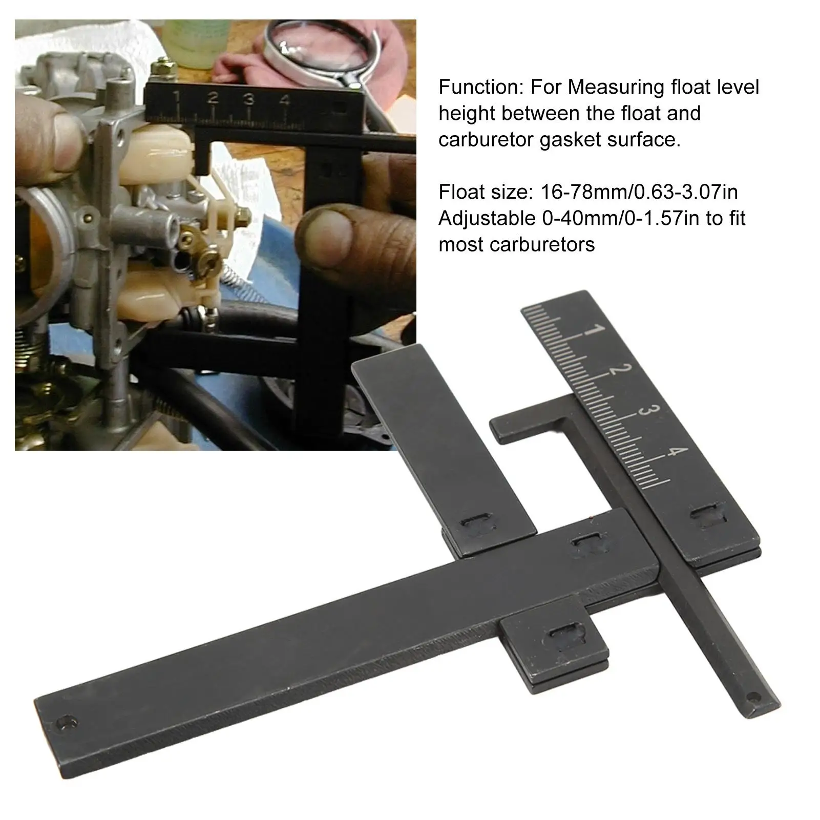 Carburetor Float Level Gauge Metric Display 0-40mm Adjustable Steel for most Motorbikes image 4