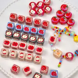 10pcs/lot Apple dog printing resin beads handmade DIY bracelet beading material accessories