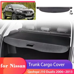 Trunk Cargo Cover for Nissan Qashqai J10 Dualis 2006~2013 Rear Tray Luggage Security Shield Curtain Partition Privacy Accessorie