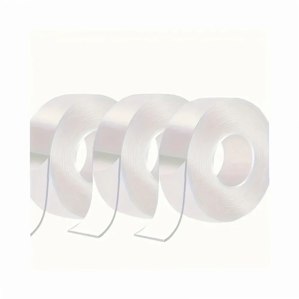 3Pcs Strong Adhesive Double Sided Nano Tape - Transparent, Washable & Reusable for Posters, Pictures, Home & Office