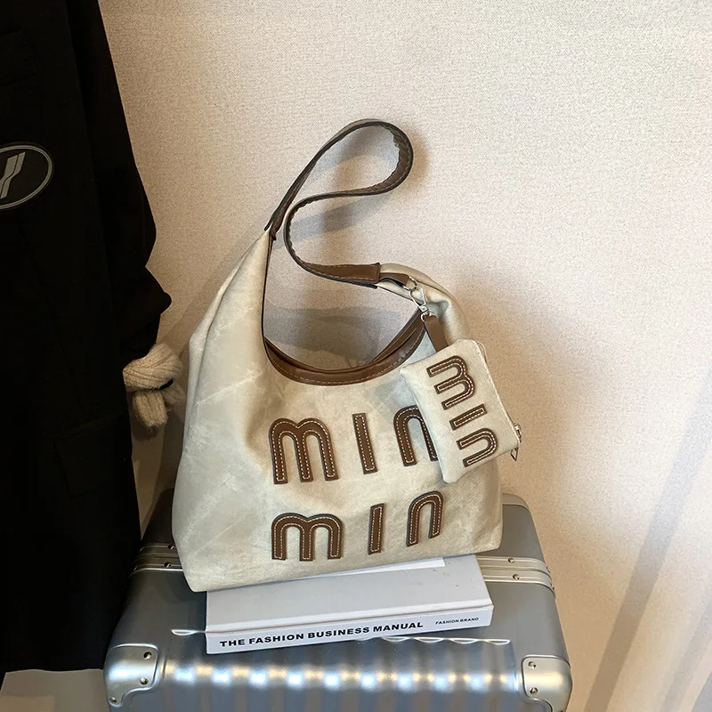 

Fashion PU Leather Shoulder Bag Large Capacity Retro Casual Tote Bags with Coin Bag Multiple Color Shopping Bags for Women Girls