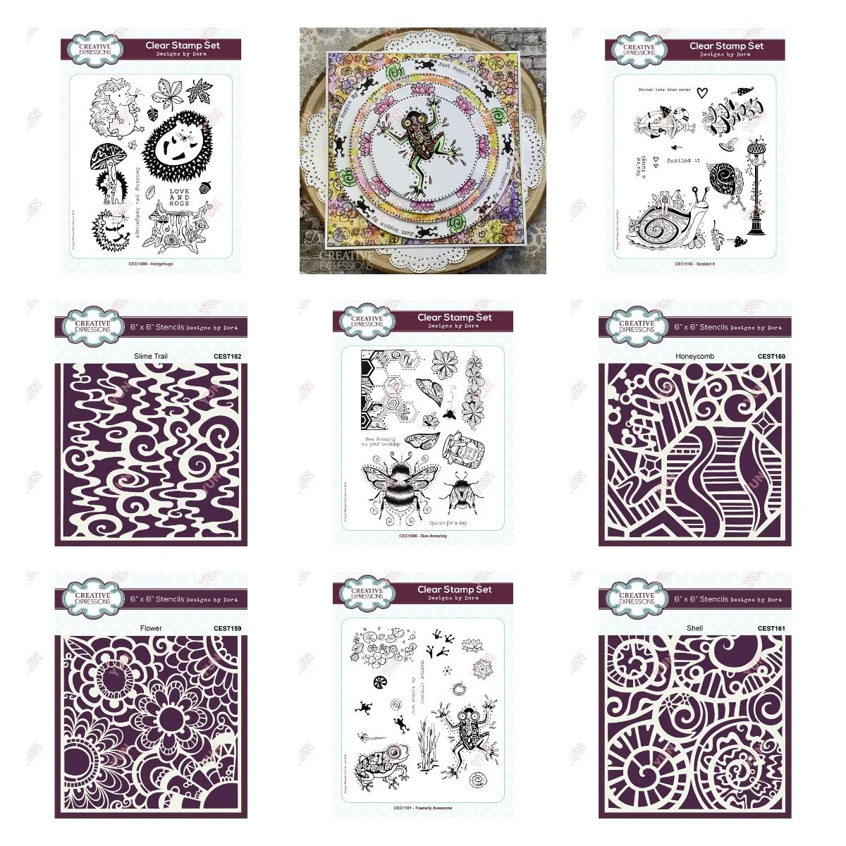 

Central European Summer Time Flowers Toadally Snail Hedgehog Bees Clear Stamps Embossing Stencils DIY Scrapbook Diary Card Dies