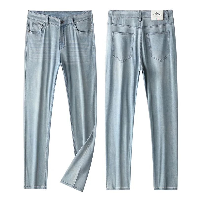 

GIOIOMen's Denim Trousers，Spring and Summer High Quality Tencel Cool Thin Loose Straight Jeans，Fashion Casual Men's Pants