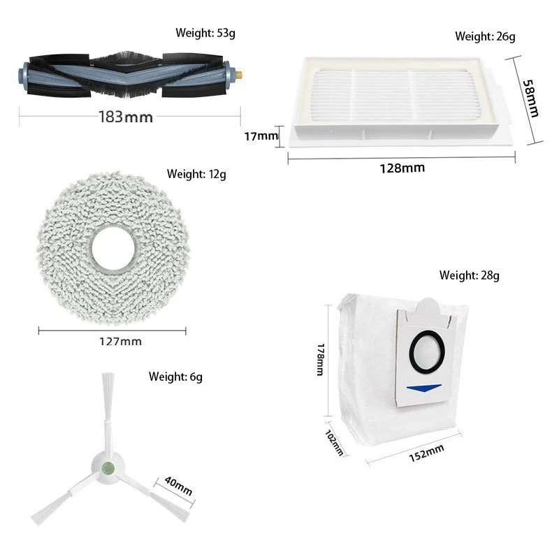 Vacuum Cleaner Accessories Main Brush HEPA Filter Mop Cleaning Cloth Dust Bag Parts For YEEDI KK