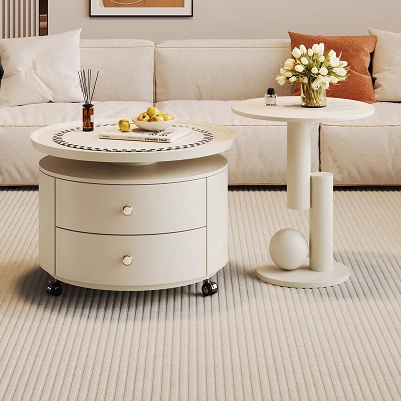 

Italian Minimalist Coffee Tables Wheeled Design Living Room Storage Coffee Tables Trendy Luxury Table Basse Furniture Home