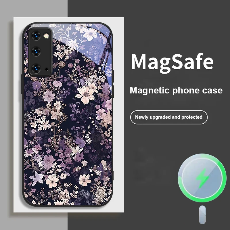 Чехол для телефона Samsung S25 S8 S9 S10 S20Ultra S21 Pro S22 Plus S23 FE S24 Ultra S25 Edge Magsafe Glass с плотными цветами
