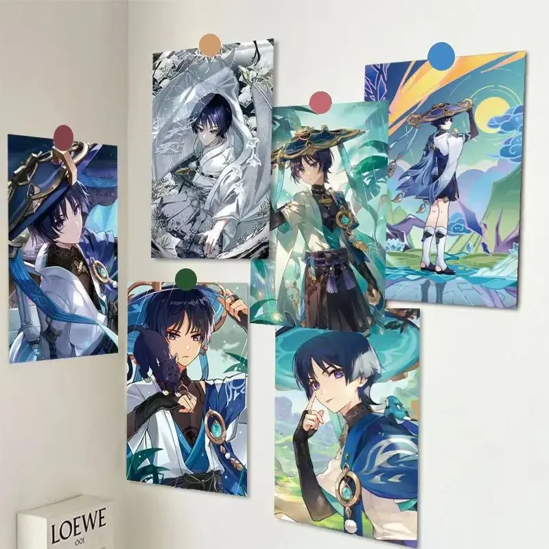 30 adet/paket A5 Oyun Karikatür Posterler Wanderer Kabukimono Balladeer Kunikuzushi Scaramouche Şapka Adam Posteri Baskılar Odası Ev Dekor