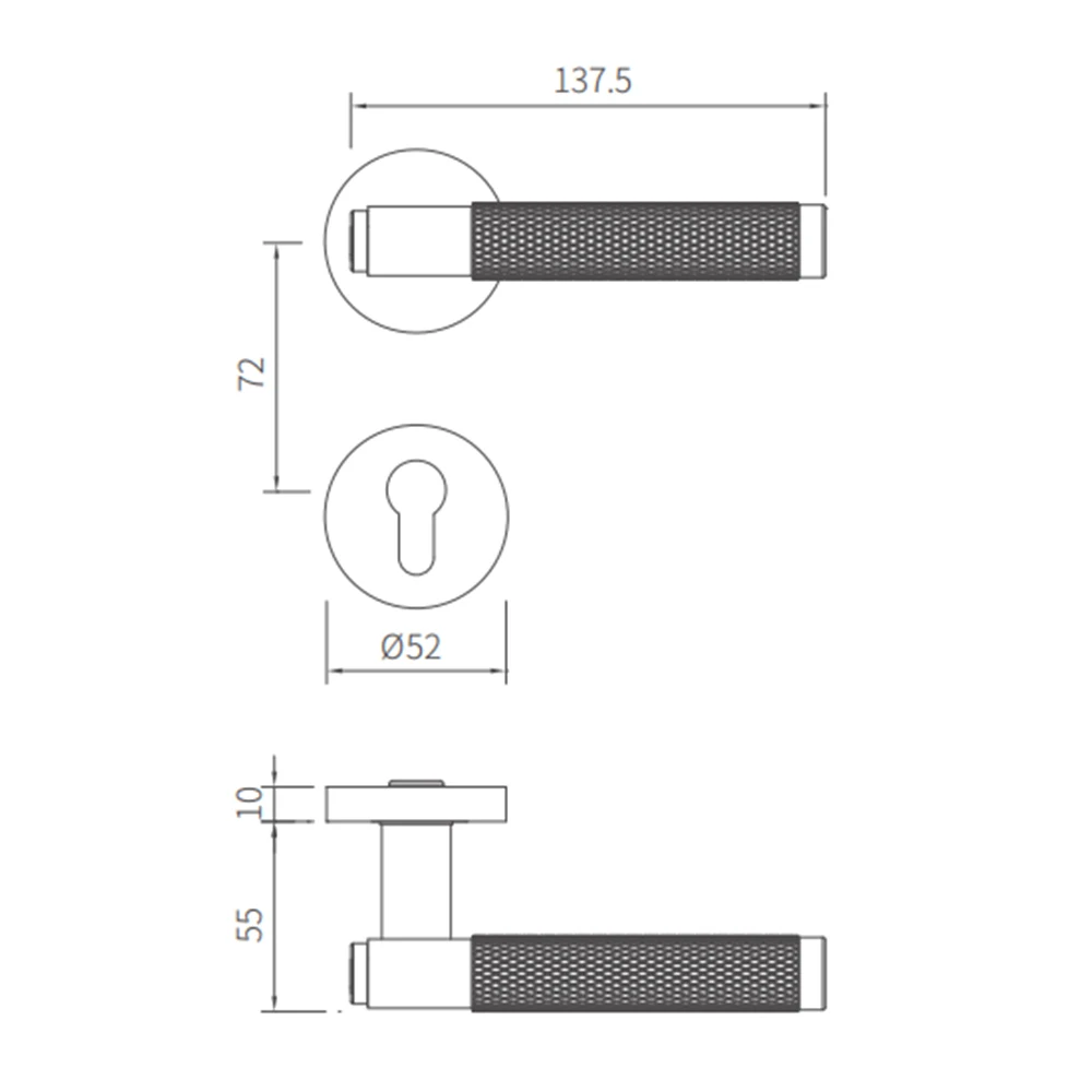 2PC Precision Knurled Zinc Alloy Door Handles Anti-rust Fire Door Handle Lever Handle For Bedroom Bathroom Home Hardware