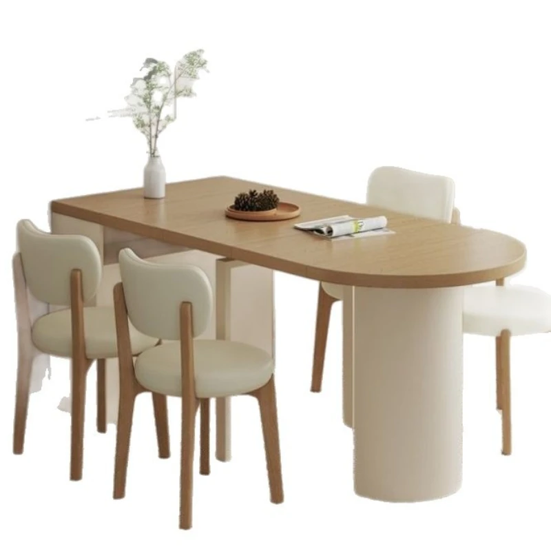 

French cream style small apartment retractable dining table household folding combination modern and simple