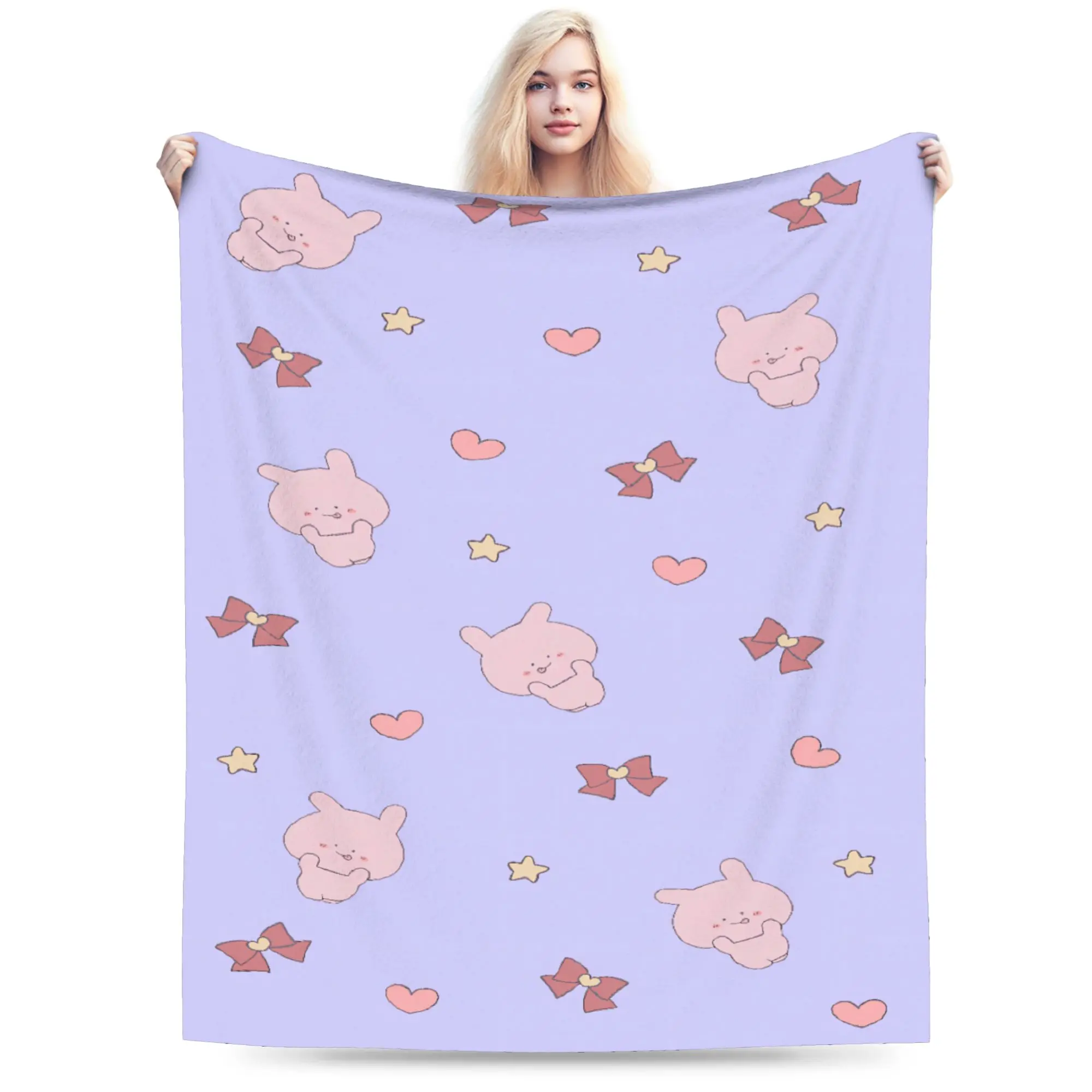 A-Asamimichaan Asleep Cute Asamimi Blanket  Warm Plush Throw Blanket For Girls Boys Living Room Flannel Bedspread Bed Cover