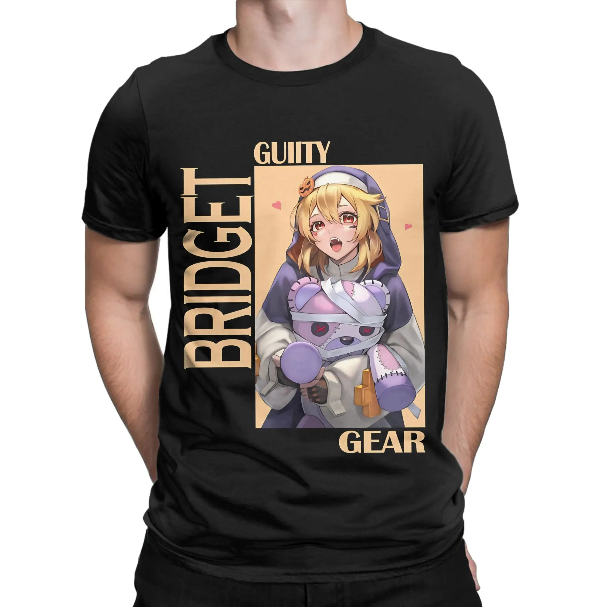 Guilty Gear Bridget Classic orange poster Novelty 100% Cotton T-Shirt guilty gear bridget Tees Tops For Men