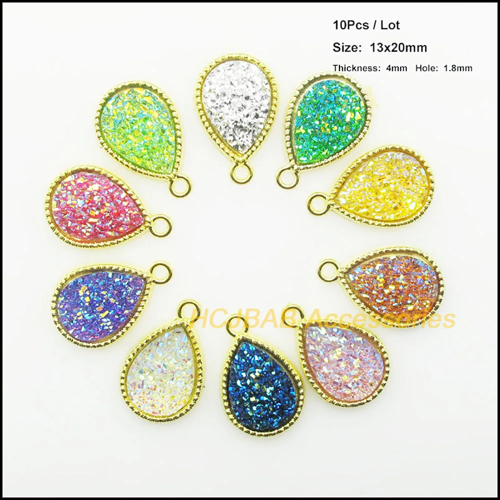 New Mixed Resin Charms Gold Plated Retro Animal Tortoise Teardrop Pendants DIY J180