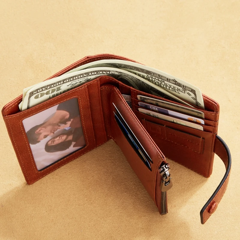  New Design Men's Short Wallet Genuine Leather RFID Anti-Theft Wallets For Men Women Coin Purse Card Holder portefeuilles homme