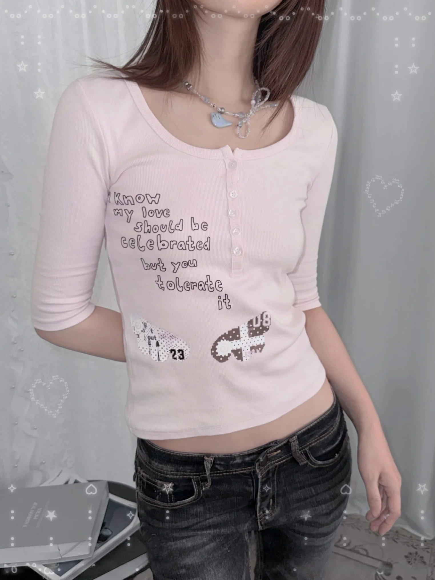 

Casper970 Knitted Wings Print f Sve T-irt Vintage Sle Moisture ng ort Length round Ne Top for Women