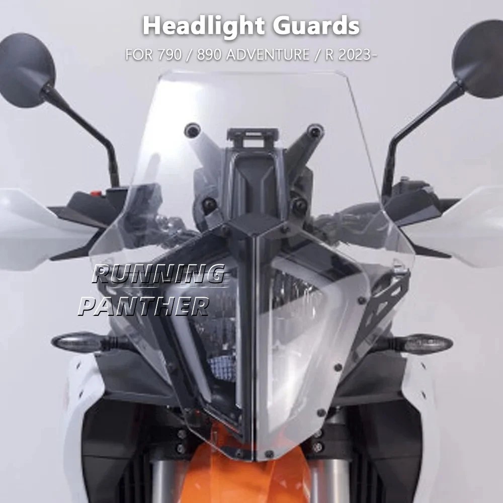 Motorcycle New Headlight Protector Acrylic Light Lamp Cover Transparent For 790 Adventure ADV R 890 ADVENTURE R 2023 2024