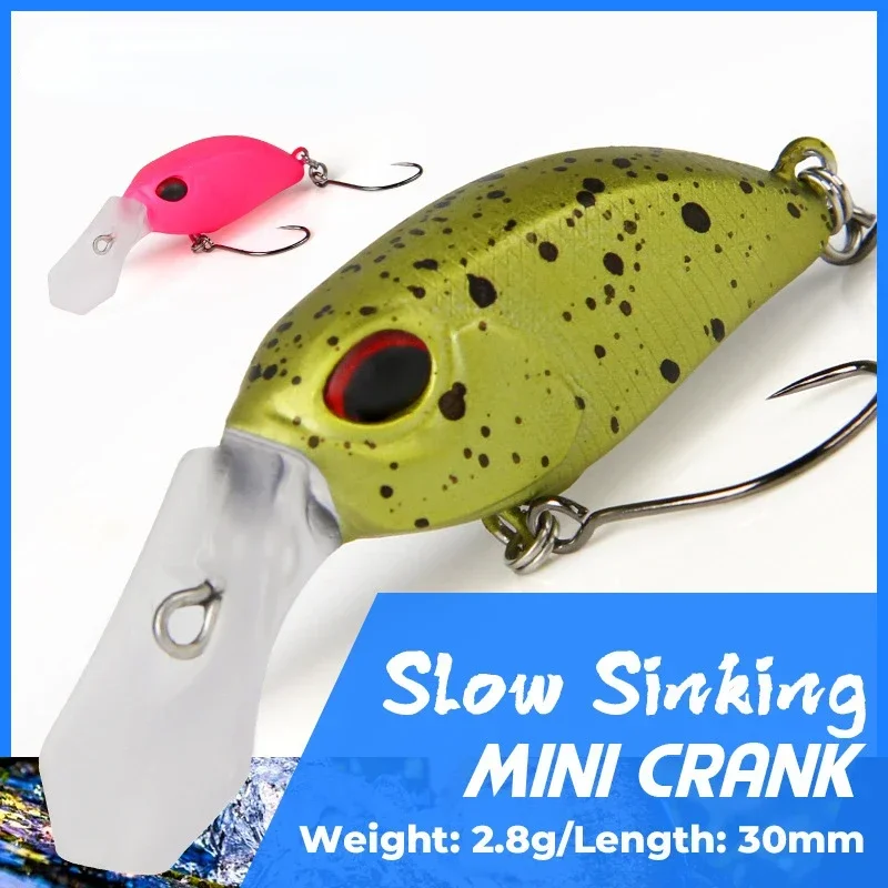 Mini Crank 30mm2.8g Slow Sinking Crankbait Artificial Bait Wobblers Hard Baits for Trout Pike Perch Fishing Lures