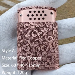 Classic Full Red Copper Kerosenes Lighters Hollowed Out With Exquisite Laser Patterned Fuel Oil Lighters