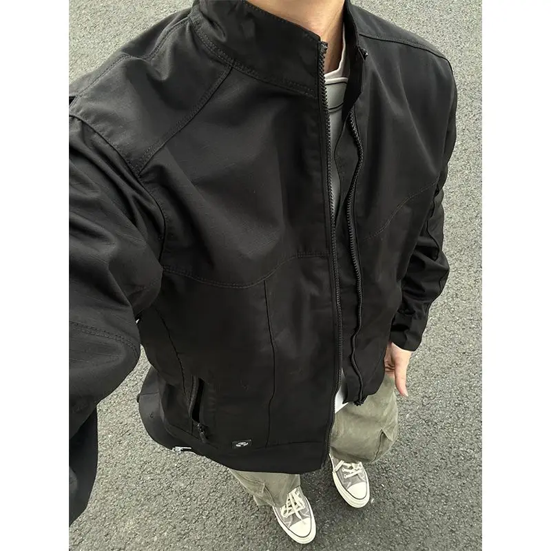 

Casual Faionable Men's Jaet Outdoor Workwear Stand Collar Coat Lightweight Polyester Fiber Spring Autumn New Arrival