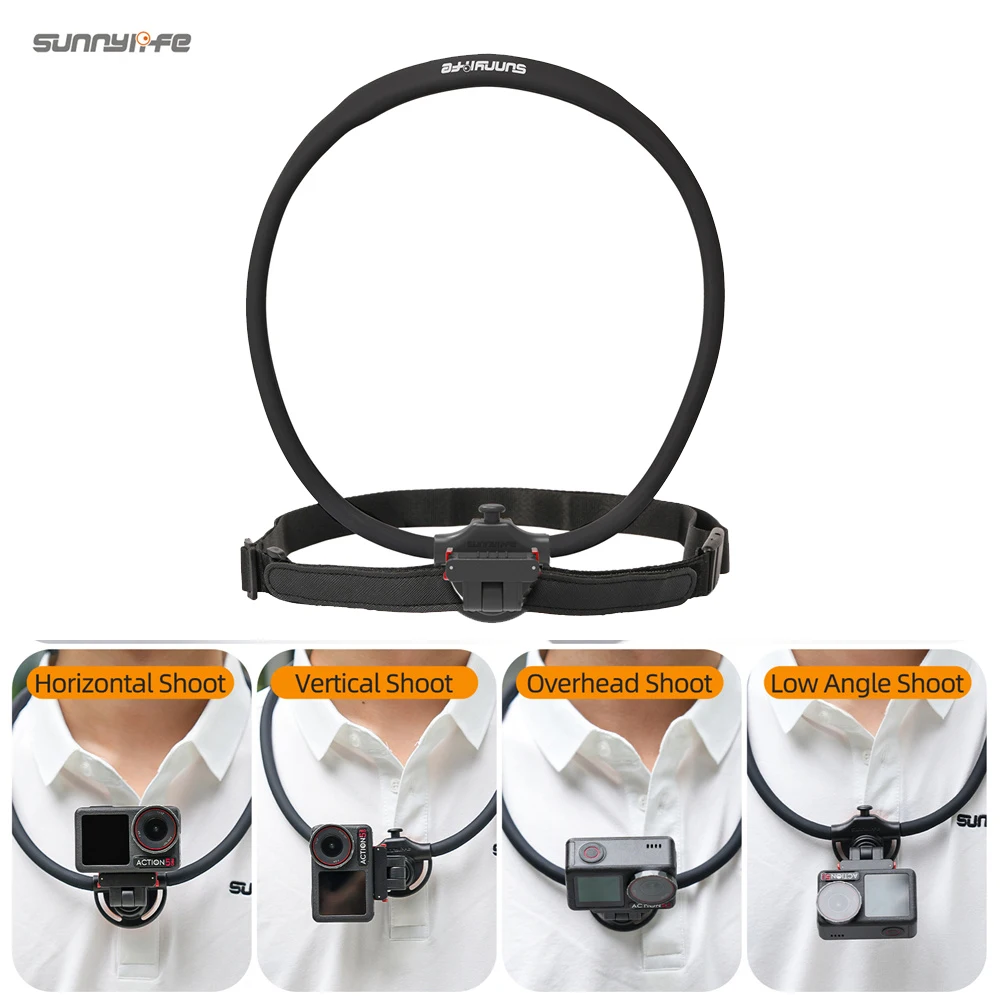 Sunnylife Magnetic Neck First-Person View Mount Hand Video Vlog Neck Adjustable Stand with Strap for Osmo 360/Action 5 Pro/4/3/2