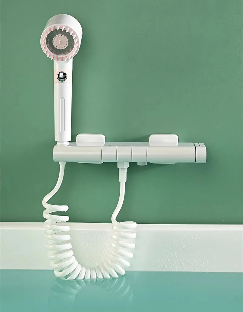 Bath and Shower Faucet Set Wall Mounted Thermostatic White Brass with muti function Shower Head Shower Faucet Set