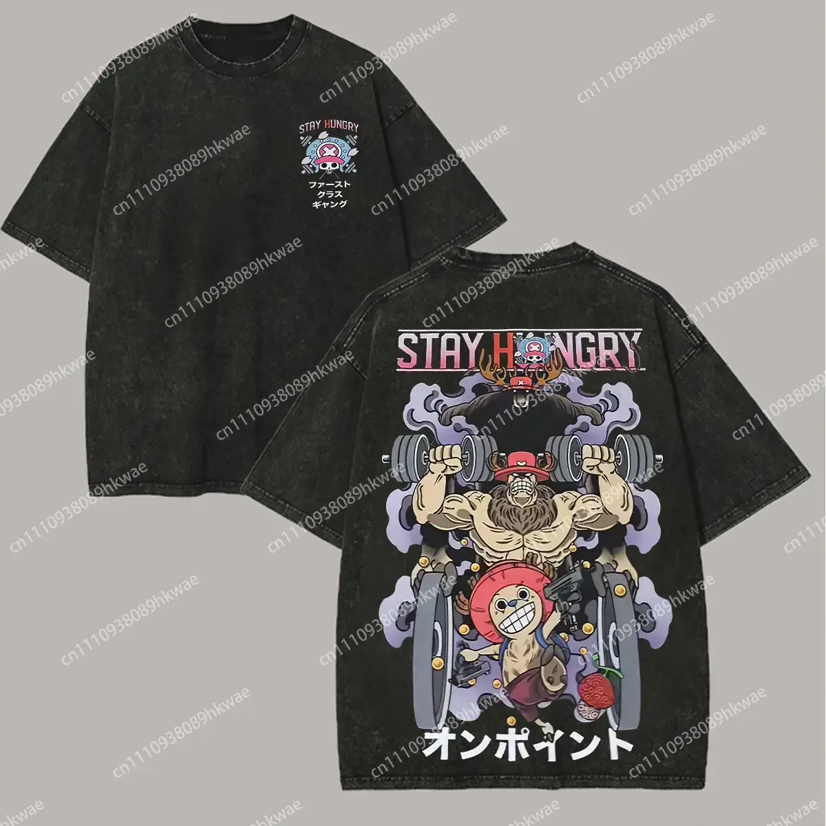 Anime One Piece Vintage Washed T Shirt Men Women Graphic Print Cotton Streetwear Short Sleeve Tee Casual Tops