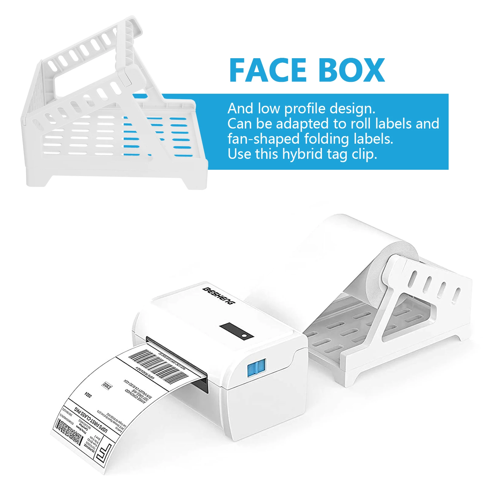 حامل ملصقات متعدد الوظائف للطابعة المكتبية، ملصقات قابلة للطي بمروحة لفة متوافقة مع سهلة التجميع، ورق حراري من البلاستيك بحجم St
