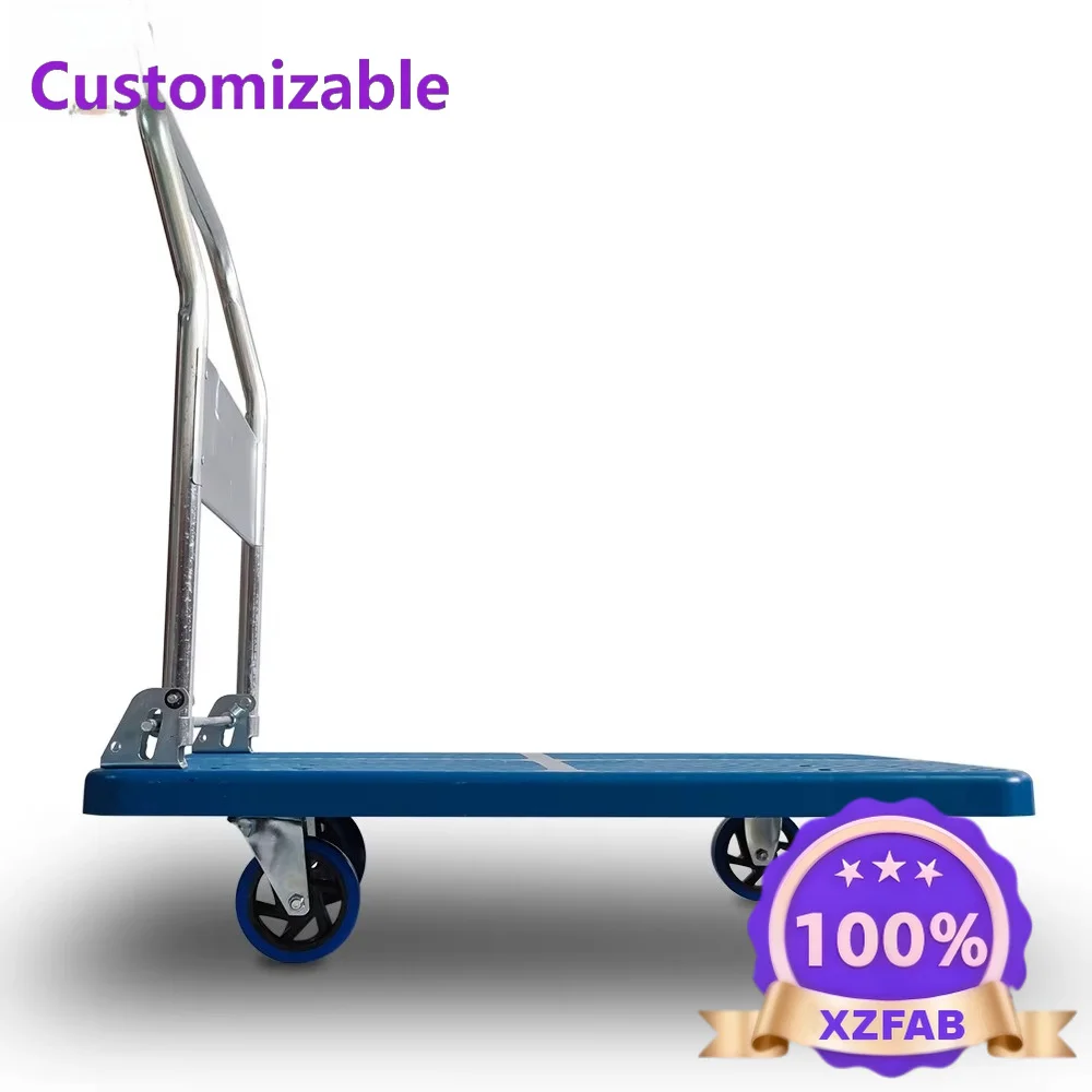 Factory Direct 2026 Foldable Hand Trolley 150kg 300kg 500kg  Capacity Four-wheel Folding Platform Hand Pallet Truck