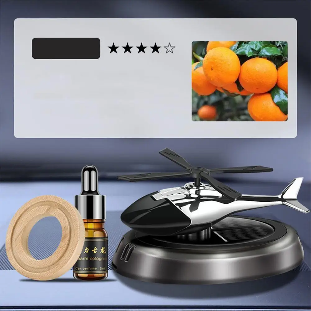 Car Air Freshener Solar Helicopter Modeling Decoration Aromatherapy Car Accessories Propeller Rotating Diffuser Int W2c4