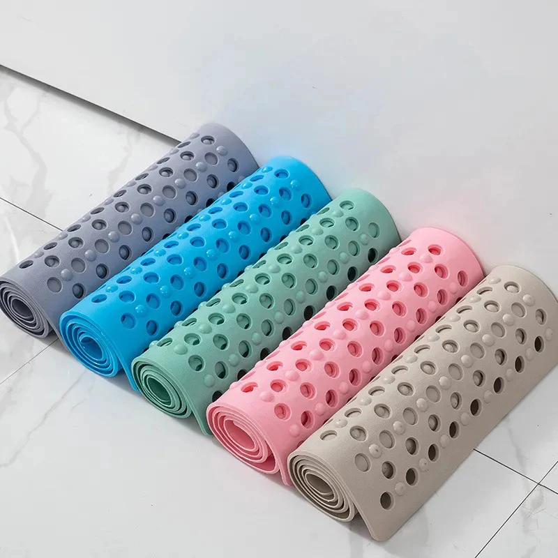 Anti Slip Bath Mat With Drain Holes Slip Anti Mould Rubber Machine Washable Antibacterial Resistant Shower Mat For Shower Or Tub