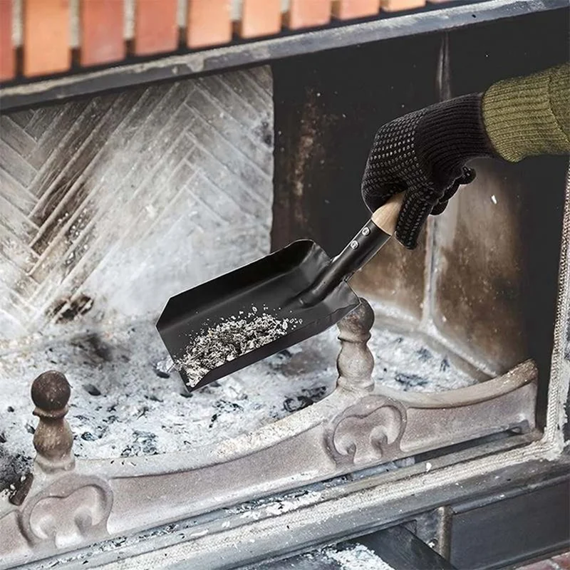 Haardborstelset Siliconen Handschoenen, Open Haard Schop Handschep En Borstel Houten Handgrepen Kolen Open Haard Gereedschapsset Voor Thuis