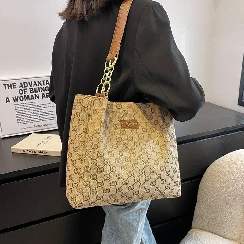 Canvas Shopper Bags For Women Luxury Shoulder Tote Bag 2022 NEW Design Woman Simple Shopping Shoulder Bag Ladies Handbags Big