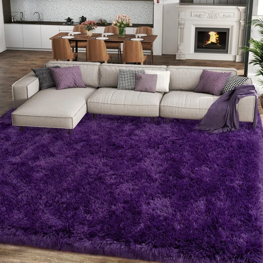 

8x10 Large Area Rugs for Living Room, Ultra Soft Purple Big Shag Rug for Bedroom Nursery, Modern Fluffy Plush Carpet for Girls B