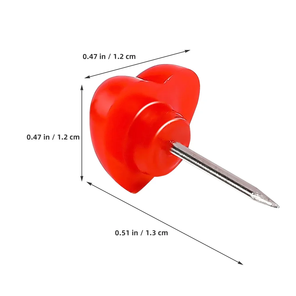 50Pcs Red Heart Push Pins Steel Point Thumb Tacks for Cork Board Bulletin Board Photos Messages Maps Heart Location Markers