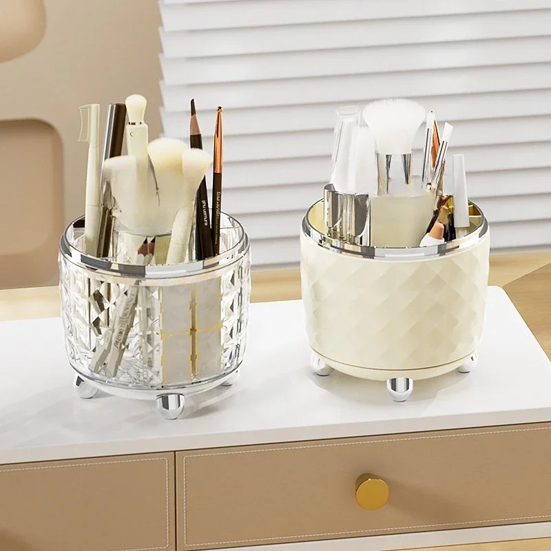 new Desktop Storage Box Premium Sense Light Luxury Rotatable Dust-proof Storage Bucket