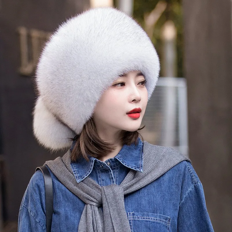 

Whole fur hat women's warm and ear-protecting skiing cycling ethnic style