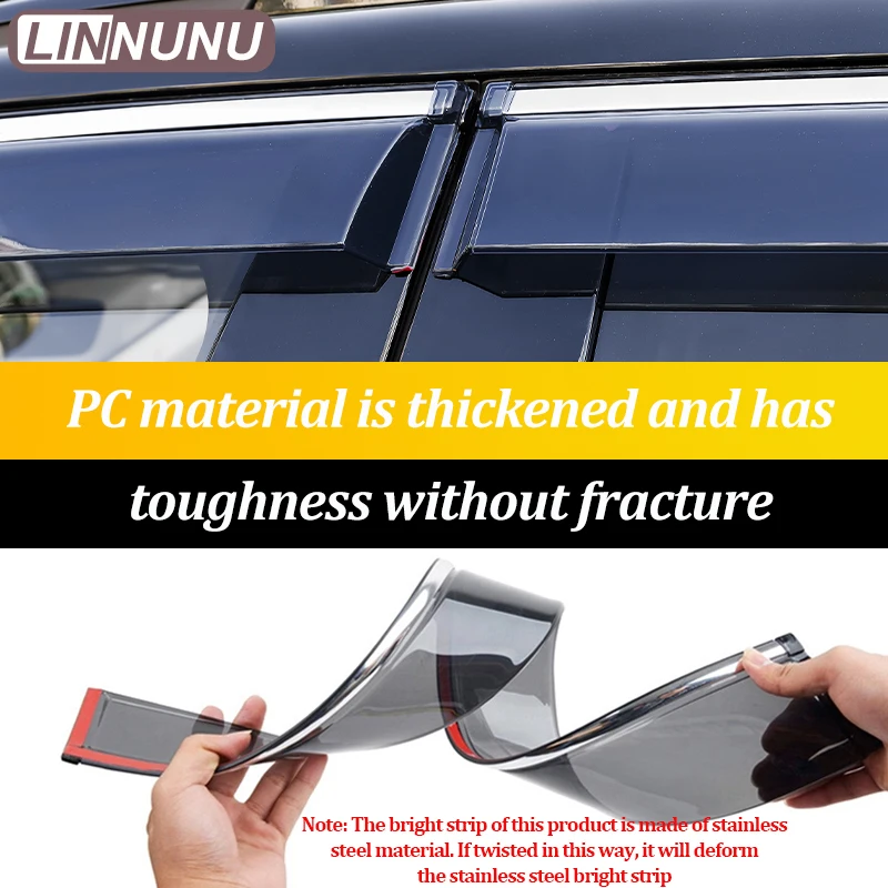 Linnunu Fit for Leapmotor C10 Car Exterior Supplies, Rain Shield, Car Window Bright Strip, Rain Eyebrow, Car Window Wind Shield, Pc Material Car Window Rain Shield, Car Supplies Decorative Accessories