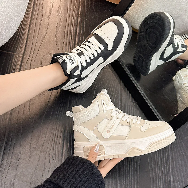 

Корейская версия, повседневные туфли на толстой подошве, осень-зима 2022, новый стиль с добавлением бархатной спортивной обуви для женщин