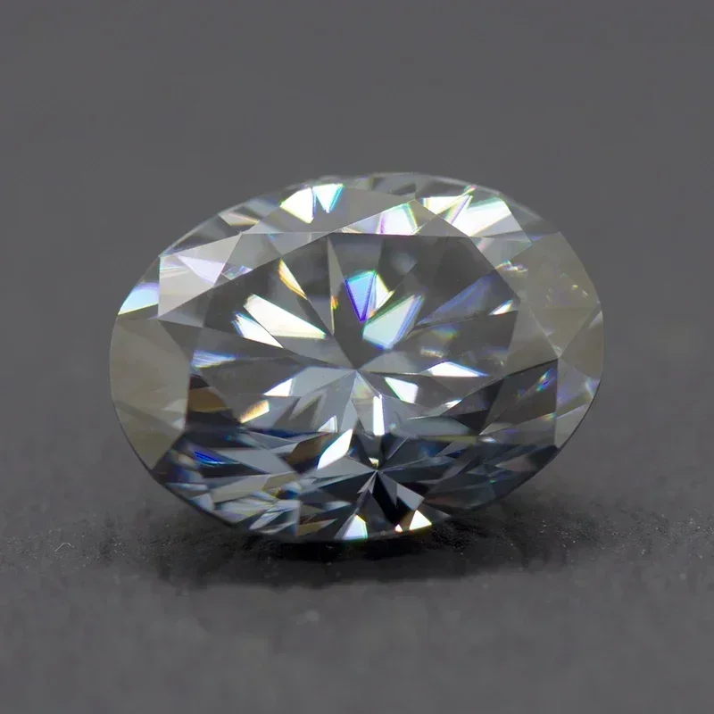 

Oval Cut Moissanite Colored Stone Gray Color with GRA Report Lab Grown Gemstone for Diy Jewelry Making Materials