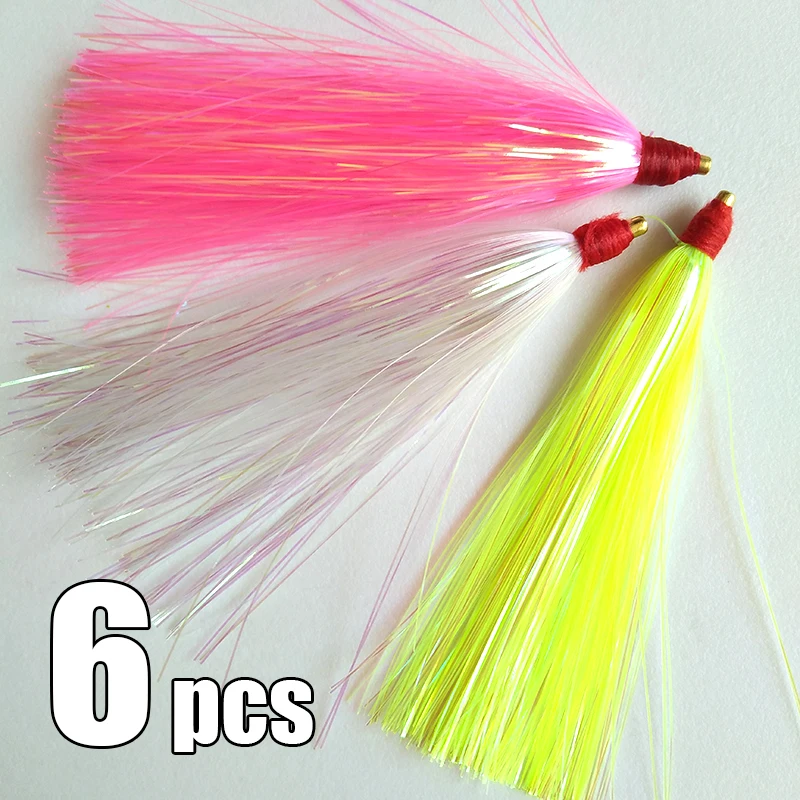 Lunker Bright Shinning Flash Flasher 6 pcs PVC Handmade Realistic Fishing Lure Bait Accessories for Saltwater Sea Fishing