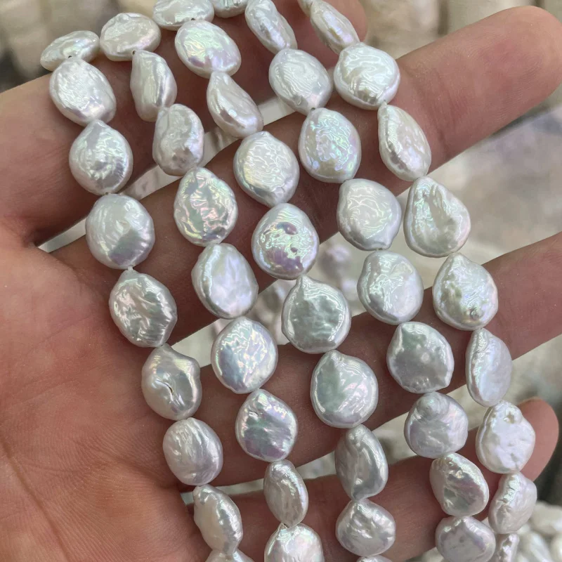 9-10mm freshwater pearl straight hole irregular button baroque loose beads