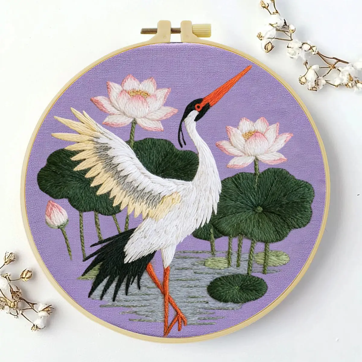 1 Stück 20X20CM/15X15CM 7,87/6,3 Zoll Schwan-Stickerei-Starter-Kit DIY-Kit DIY-Stickerei-Set Handarbeiten Nähkunst-Set für Anfänger – Detail 3