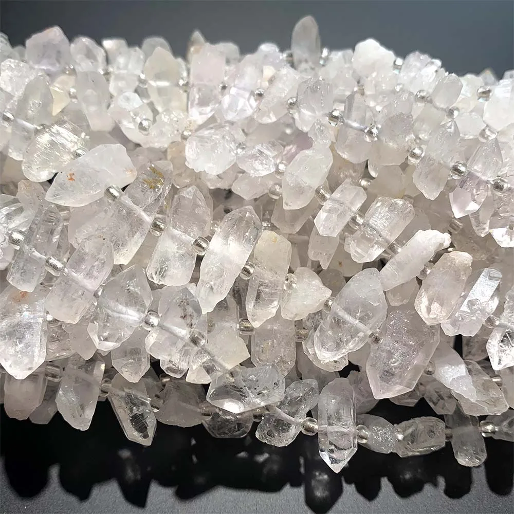 Veemake Natural Raw Mineral White Herkimer Diamond Energy Nugget Free Form Loose Hand Cut Faceted Beads For Jewelry Making 08523